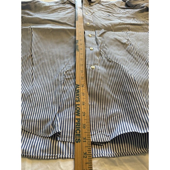 Ralph Lauren Classic Fit Blue/White Striped w/Blue Pony Button Shirt Size 16.5 - Picture 7 of 11